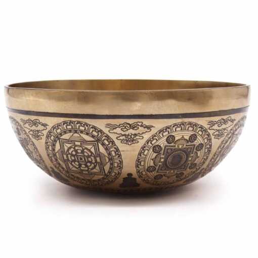 A 21cm Tibetan healing Engraved Singing Bowl - 7 Chakra and Flower of Life
