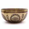 A 21cm Tibetan healing Engraved Singing Bowl - 5 Buddhas