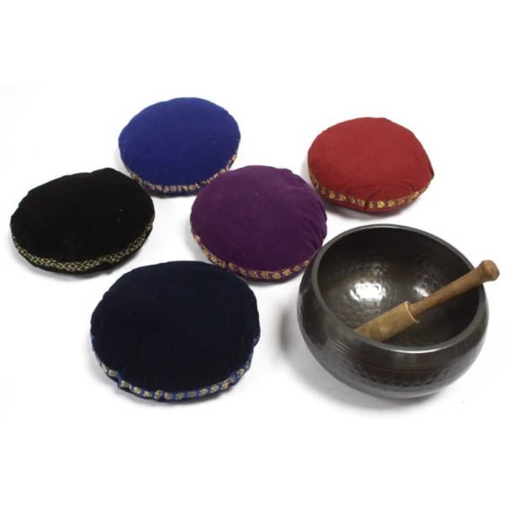 A selection of Singing Bowl Cushions in assorted colours
