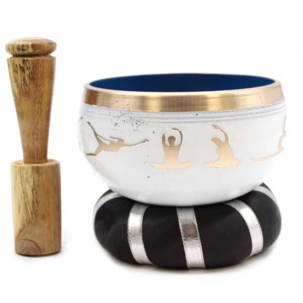 Yoga Moves Singing Bowl Set in white and blue