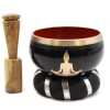 Buddha Singing Bowl Set in Black and Orange