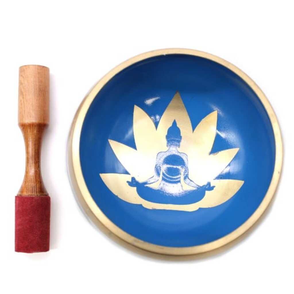 Yoga Moves Large Singing Bowl Set in white and blue