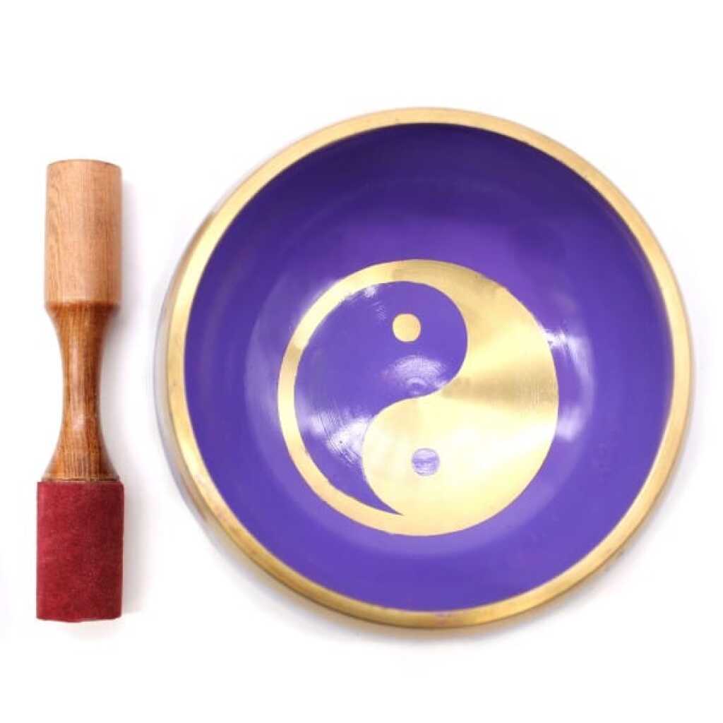 Yin & Yang Large Singing Bowl Set in White and Purple