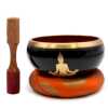 Buddha Large Singing Bowl Set in Black and Orange