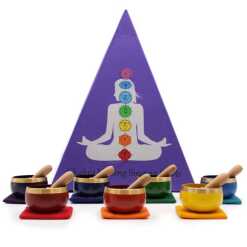 Chakra Pyramid Singing Bowl Gift Set - seven chakra bowls and a box