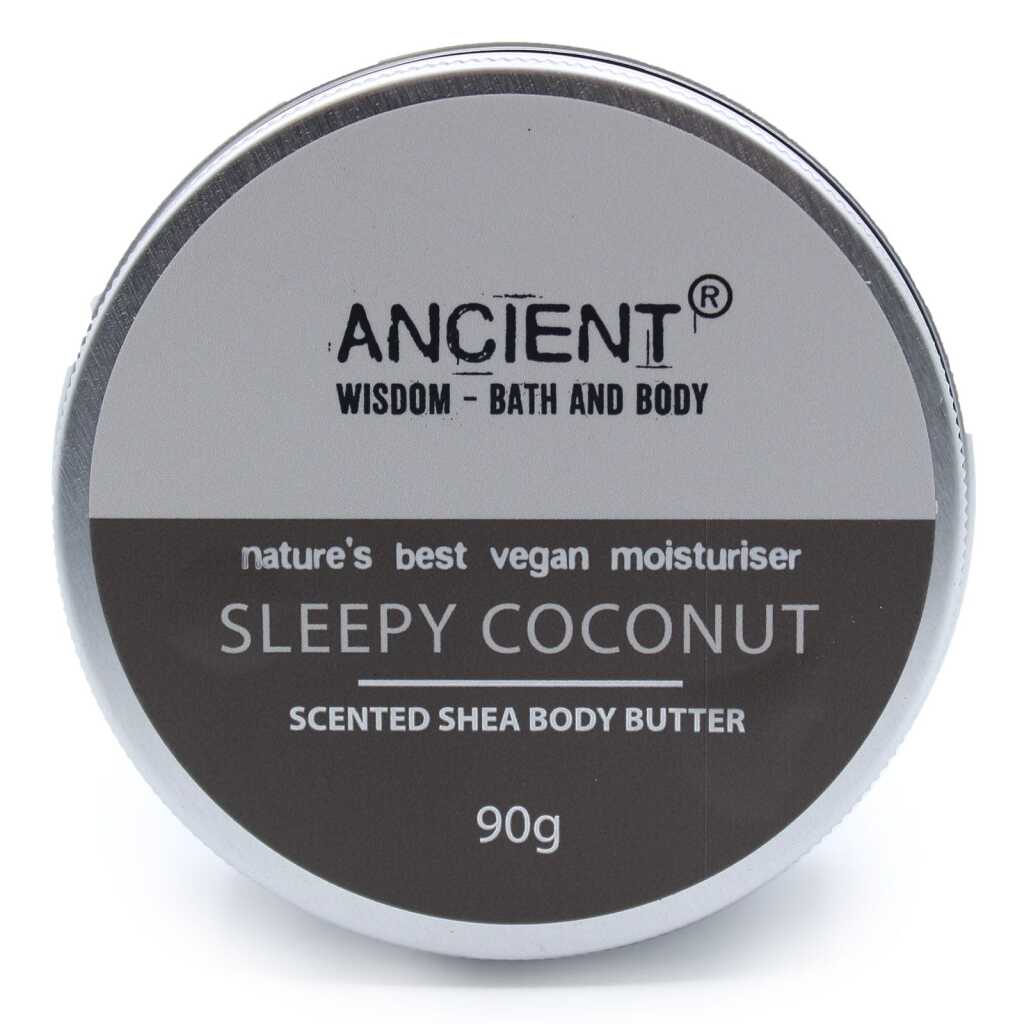 a 90g tin of scented shea body butter - sleepy coconut
