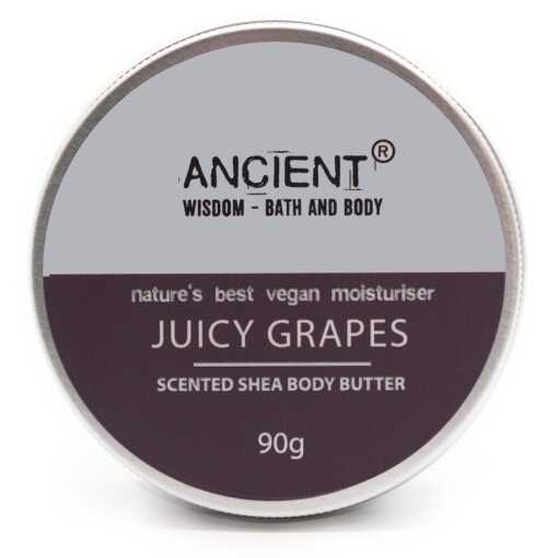 a 90g tin of scented shea body butter - juicy grapes