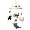 a colourful handmade felt mobile with cats and mice.