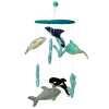 a colourful handmade felt mobile with dolphins and sealife.