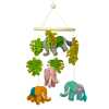a colourful handmade felt mobile with elephants and palms.