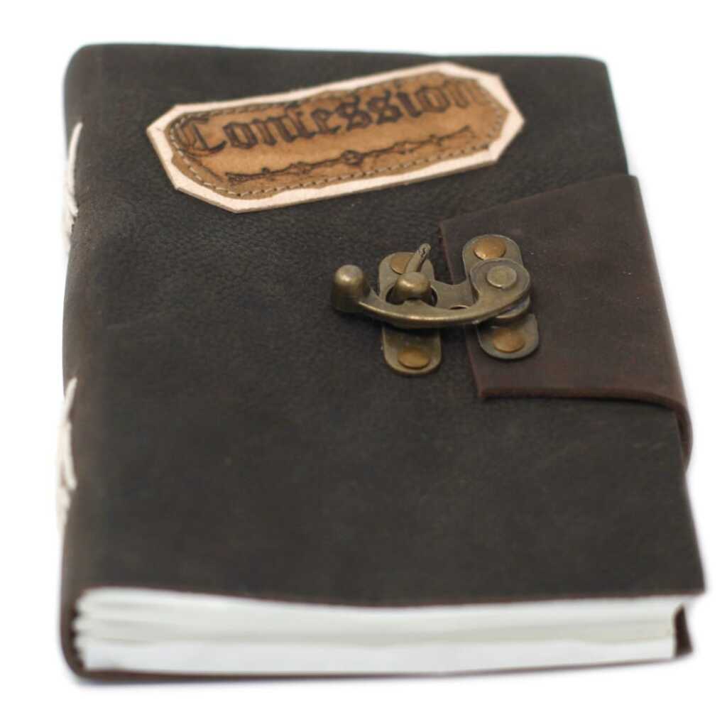 Leatherbound Black Confessions Notebook with clasp