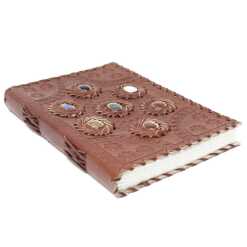 Leatherbound Chakra Stone Lined Notebook with clasp