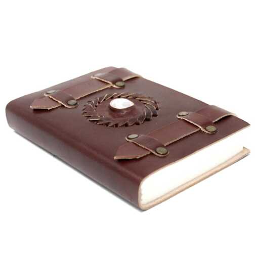 Leatherbound Moonstone Lined Notebook with Belts