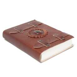 Leatherbound Tiger Eye Lined Notebook with Belts