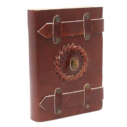 Leatherbound Tiger Eye Lined Notebook with Belts