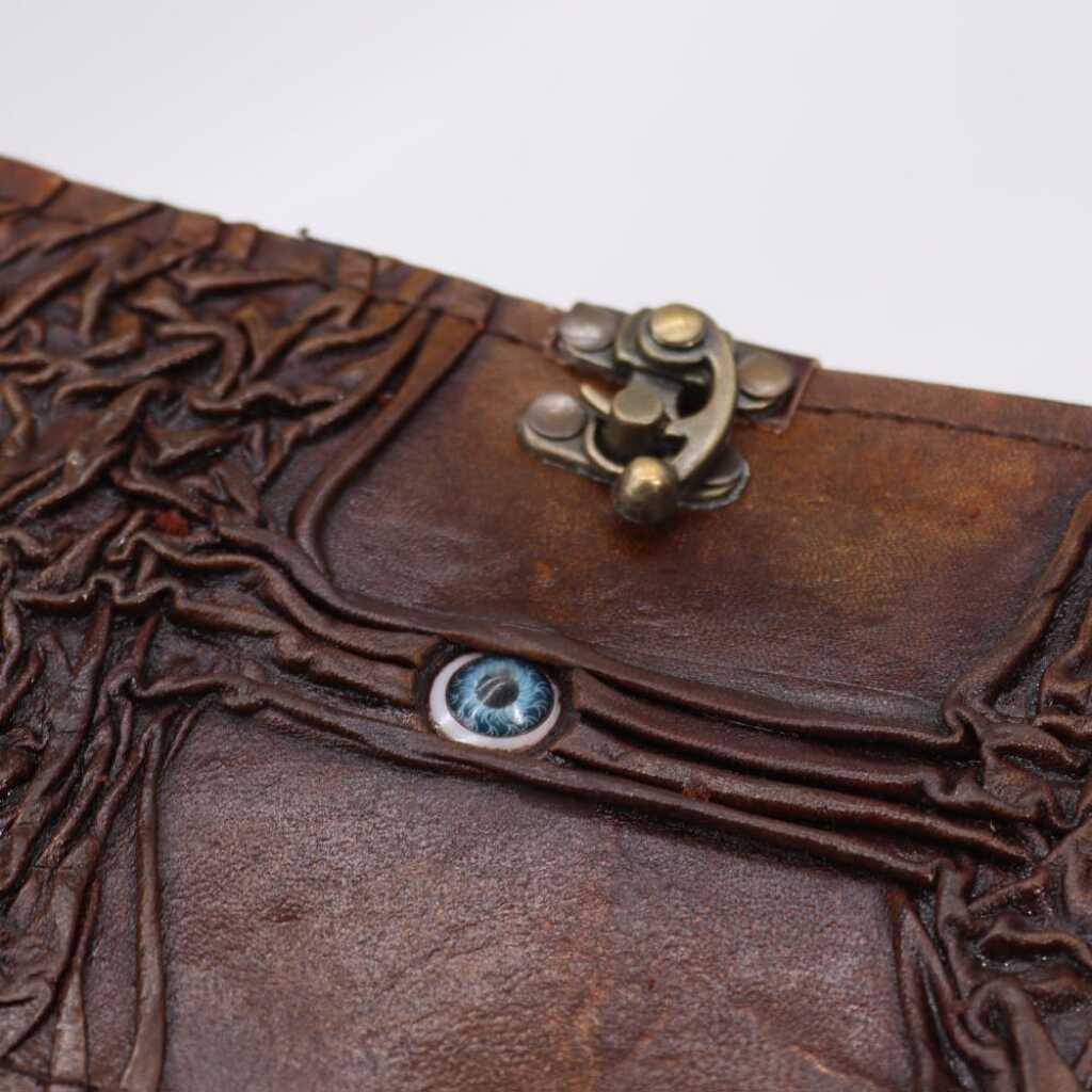 A Black Tan leatherbound Book with Evil Eye Design