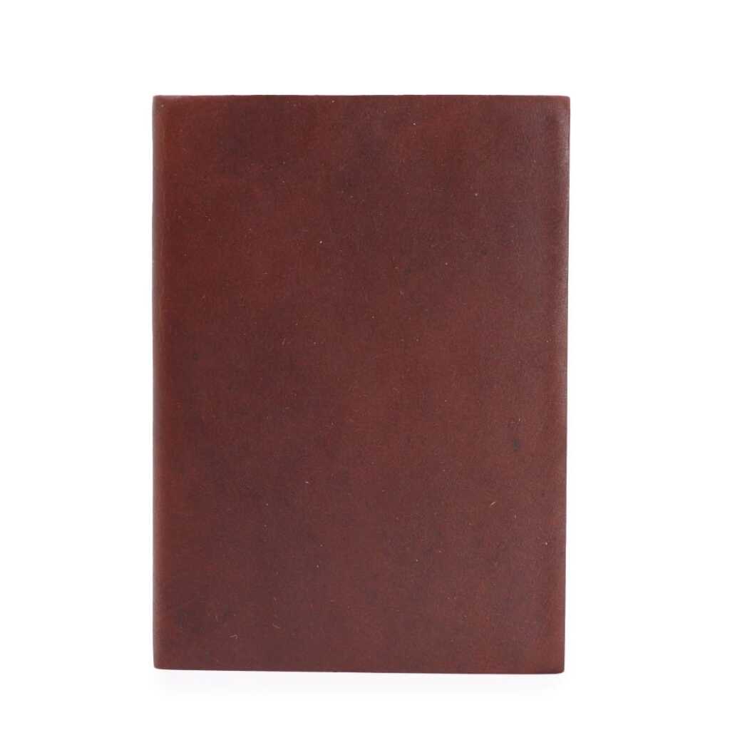 A Medium Dark Tan leatherbound notebook with 100 lined pages