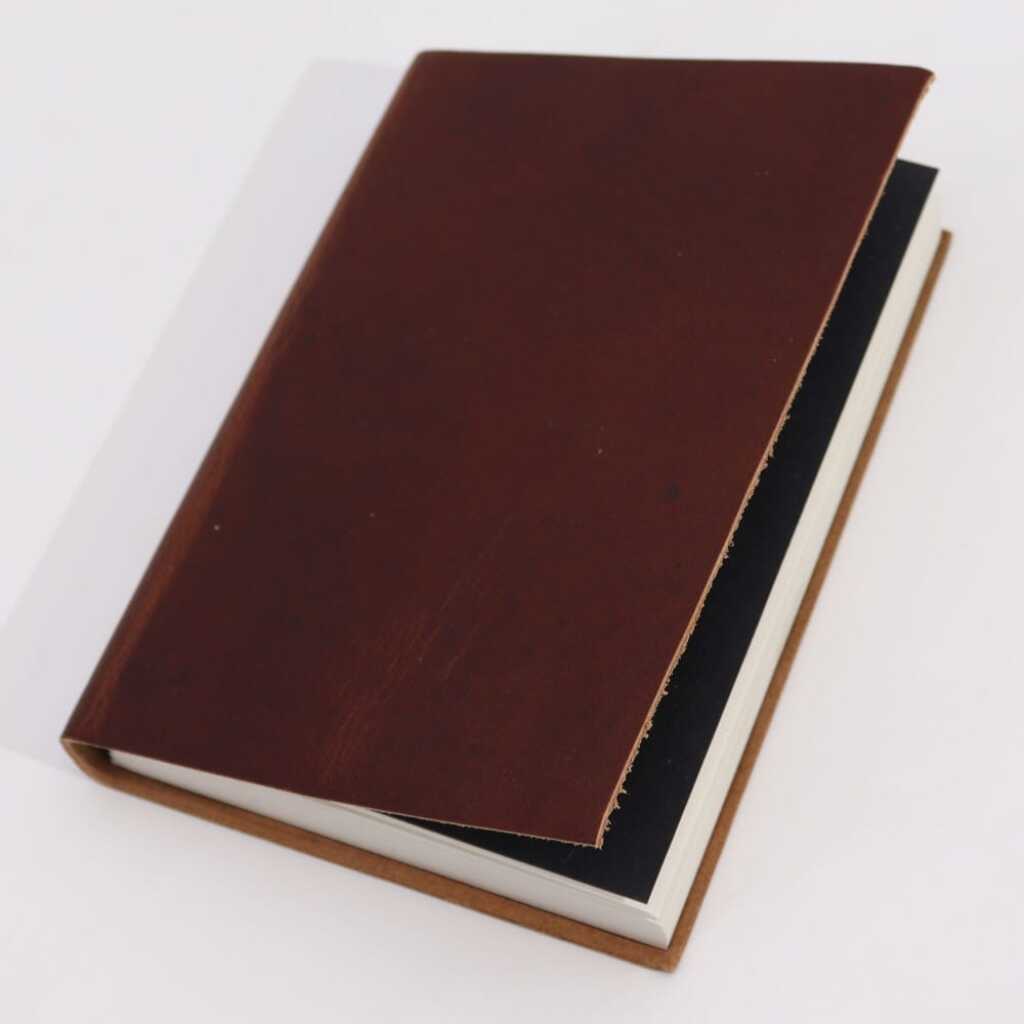 A Medium Dark Tan leatherbound notebook with 100 lined pages