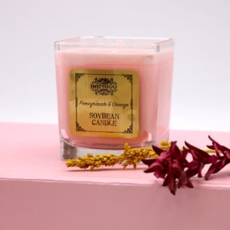 a soybean wax candle in pink