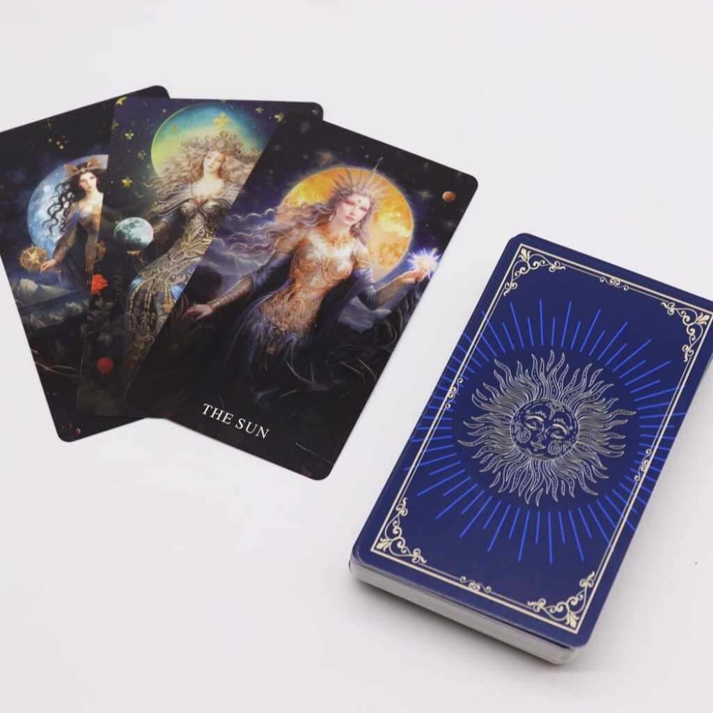 A pack of Goddess Arcana Tarot Cards, showing cards