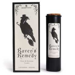 an ancient witch ritual candle with packaging on a white background