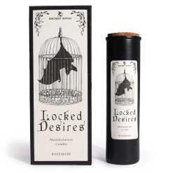 an ancient witch ritual candle with packaging on a white background