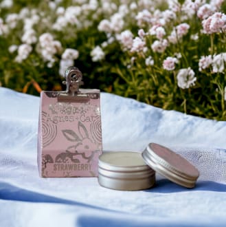 natural lip balm with packaging n a spring setting