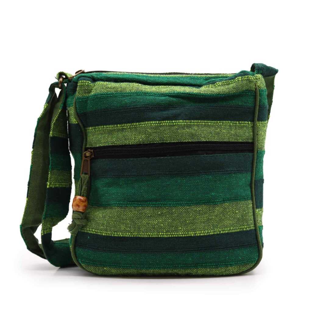nepal sling bag - forest green with adjustable strap