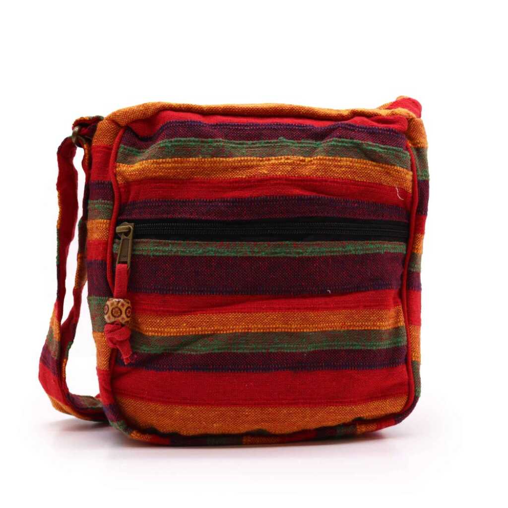 nepal sling bag - sunset red with adjustable strap