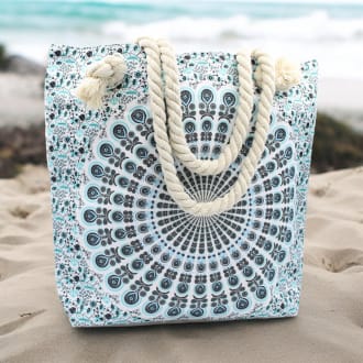 rope handle mandala bag in blue