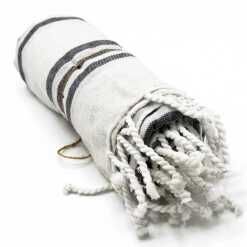 Hammam Spa towel in charcoal colour, rolled up