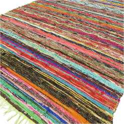 150 x 90cm Indian Rag Rug - Green